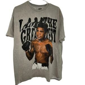 MUHAMMAD ALI I Am the Greatest Tee in Grey Acid Wash Size Large New without Tag